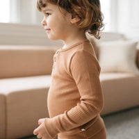 Organic Cotton Modal Long Sleeve Henley - Desert Childrens Top from Jamie Kay Australia