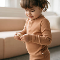 Organic Cotton Modal Long Sleeve Henley - Desert Childrens Top from Jamie Kay Australia