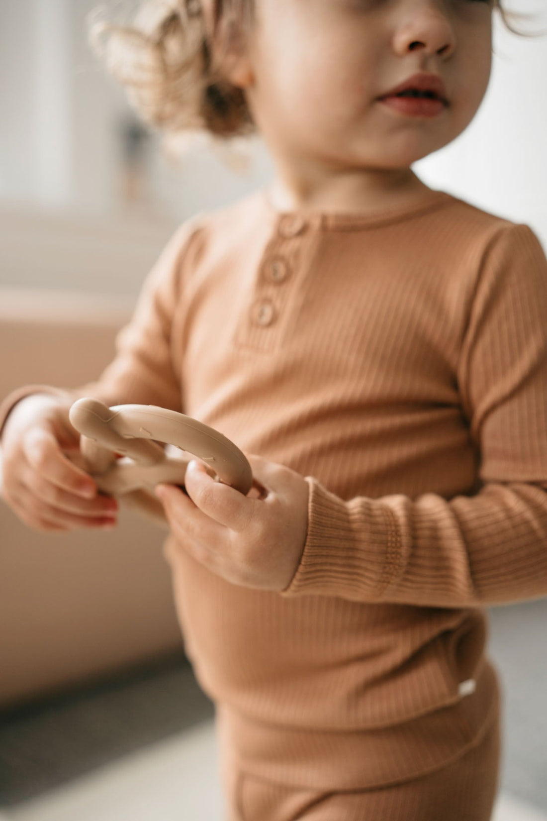 Organic Cotton Modal Long Sleeve Henley - Desert Childrens Top from Jamie Kay Australia