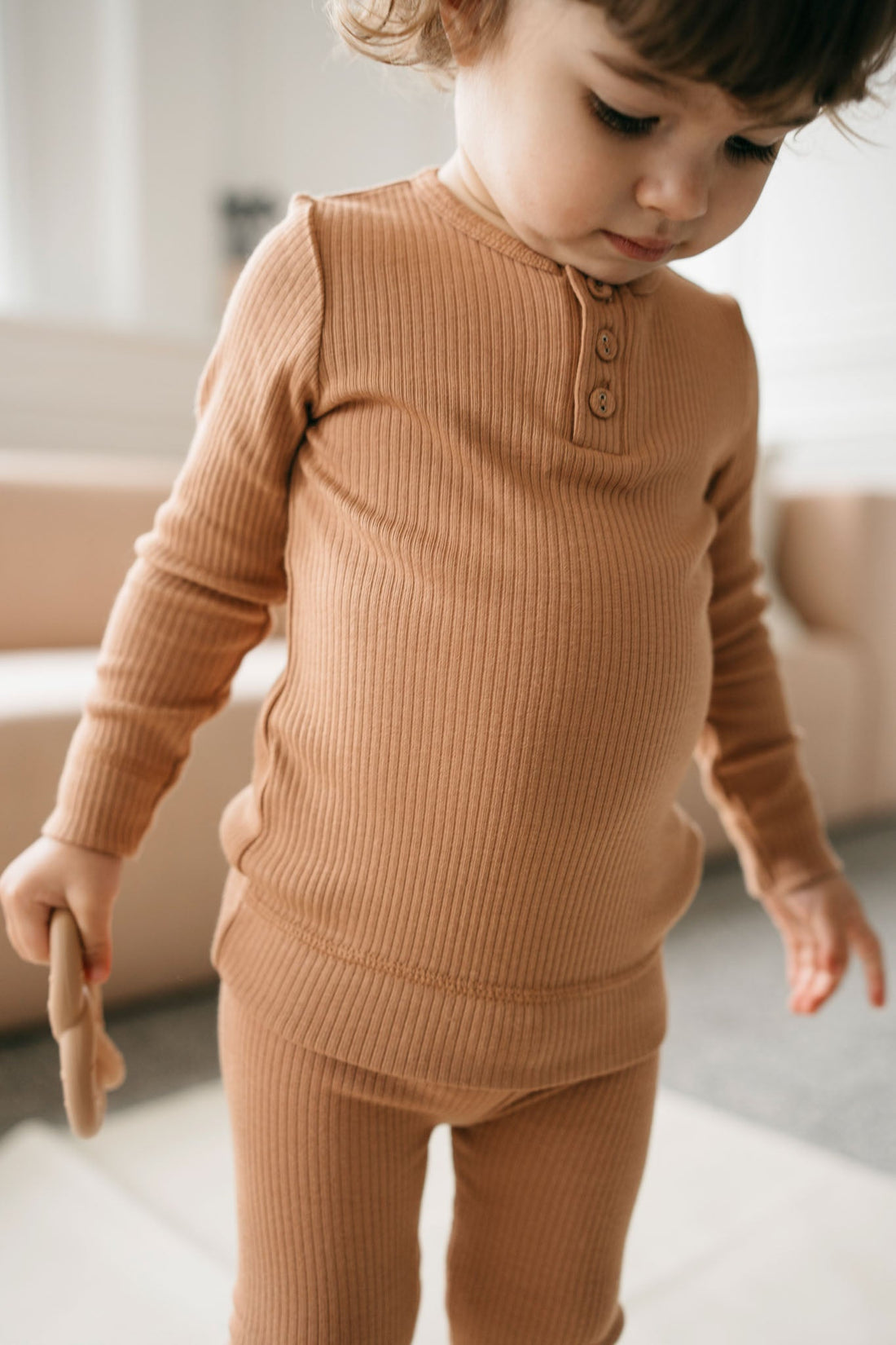 Organic Cotton Modal Long Sleeve Henley - Desert Childrens Top from Jamie Kay Australia