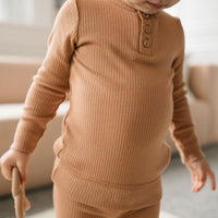 Organic Cotton Modal Long Sleeve Henley - Desert Childrens Top from Jamie Kay Australia