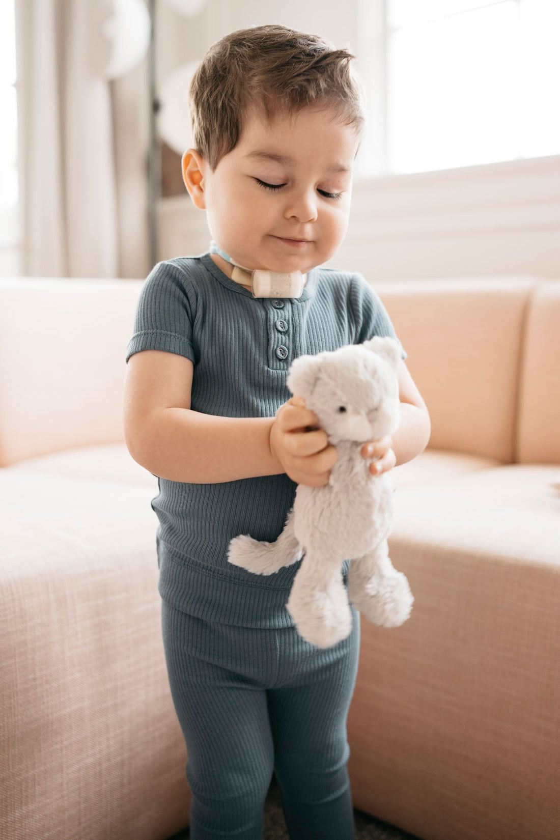 Organic Cotton Modal Henley Tee - Stormy Night Childrens Top from Jamie Kay Australia