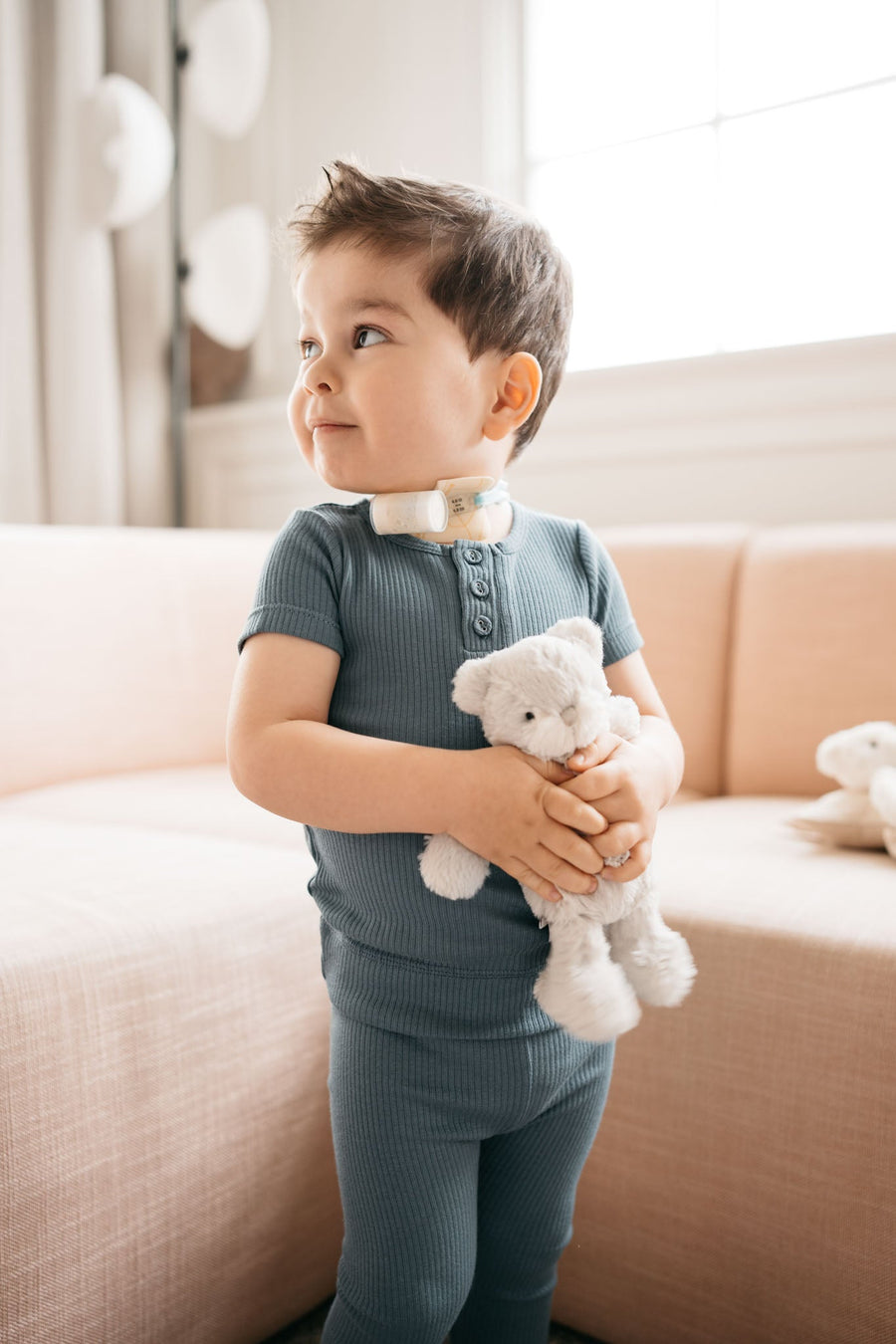 Organic Cotton Modal Henley Tee - Stormy Night Childrens Top from Jamie Kay Australia