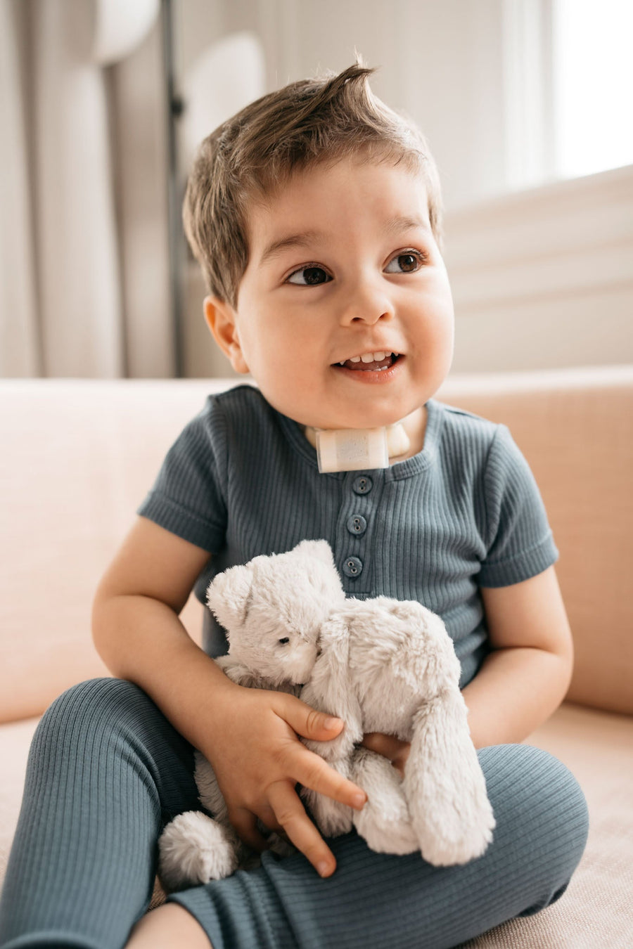 Organic Cotton Modal Henley Tee - Stormy Night Childrens Top from Jamie Kay Australia