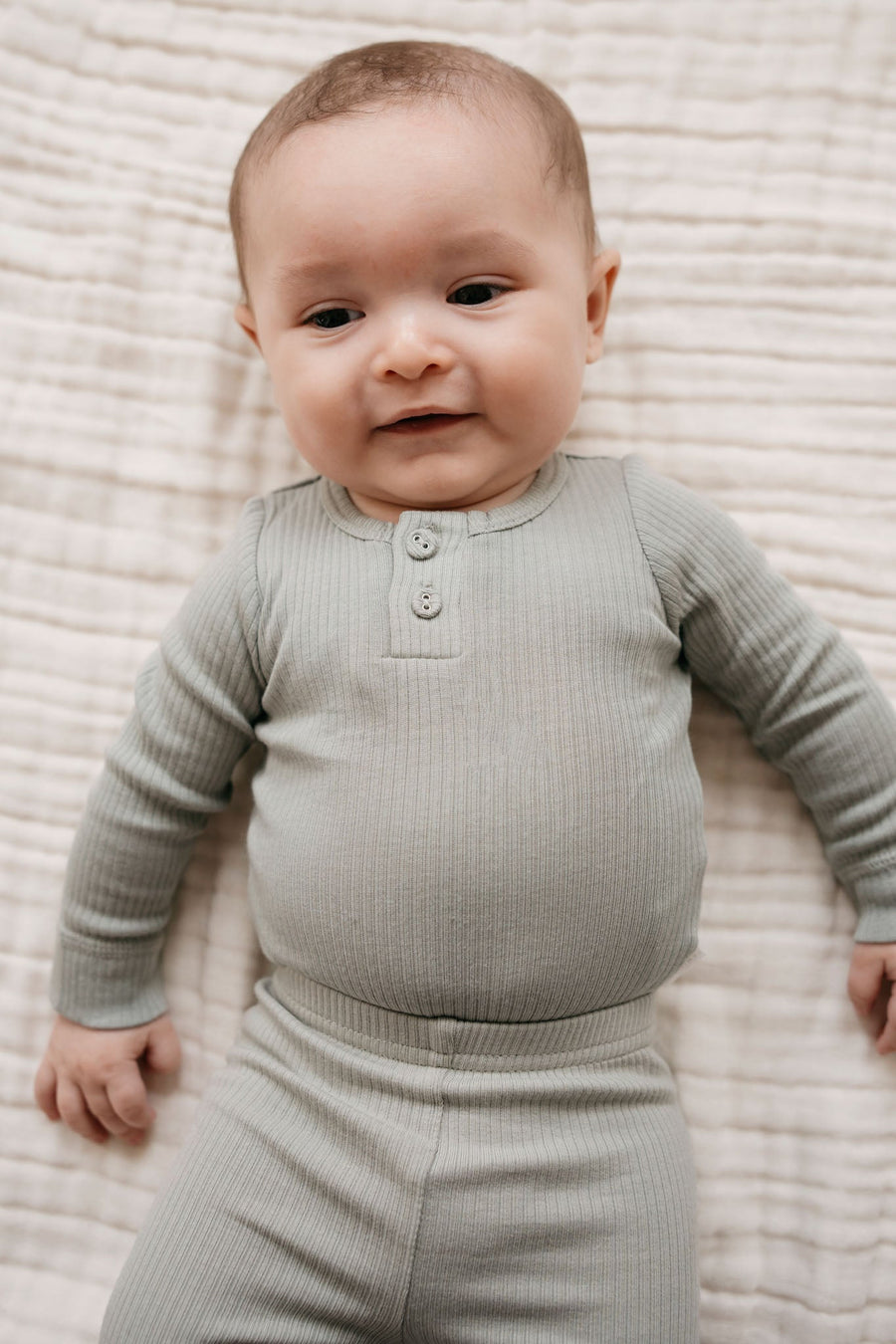 Organic Cotton Modal Long Sleeve Bodysuit - Rye Childrens Bodysuit from Jamie Kay Australia