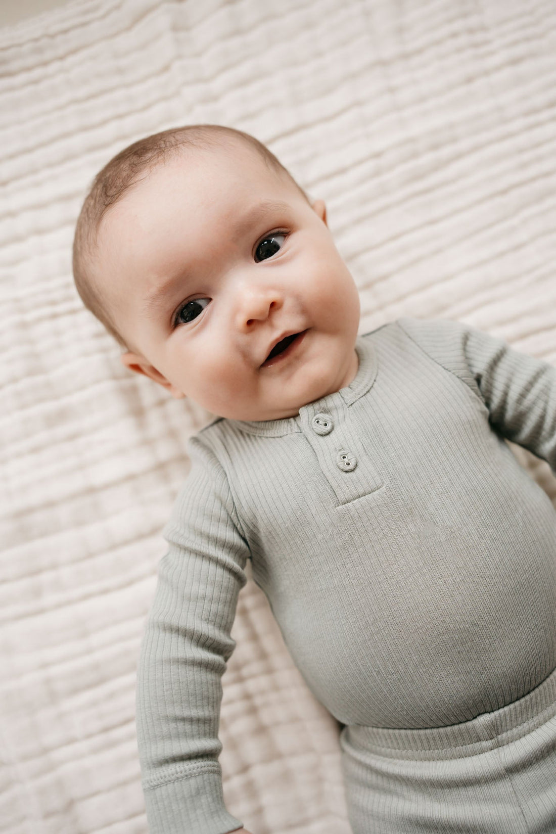 Organic Cotton Modal Long Sleeve Bodysuit - Rye Childrens Bodysuit from Jamie Kay Australia