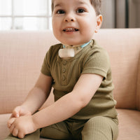 Organic Cotton Modal Henley Tee - Herb Childrens Top from Jamie Kay Australia