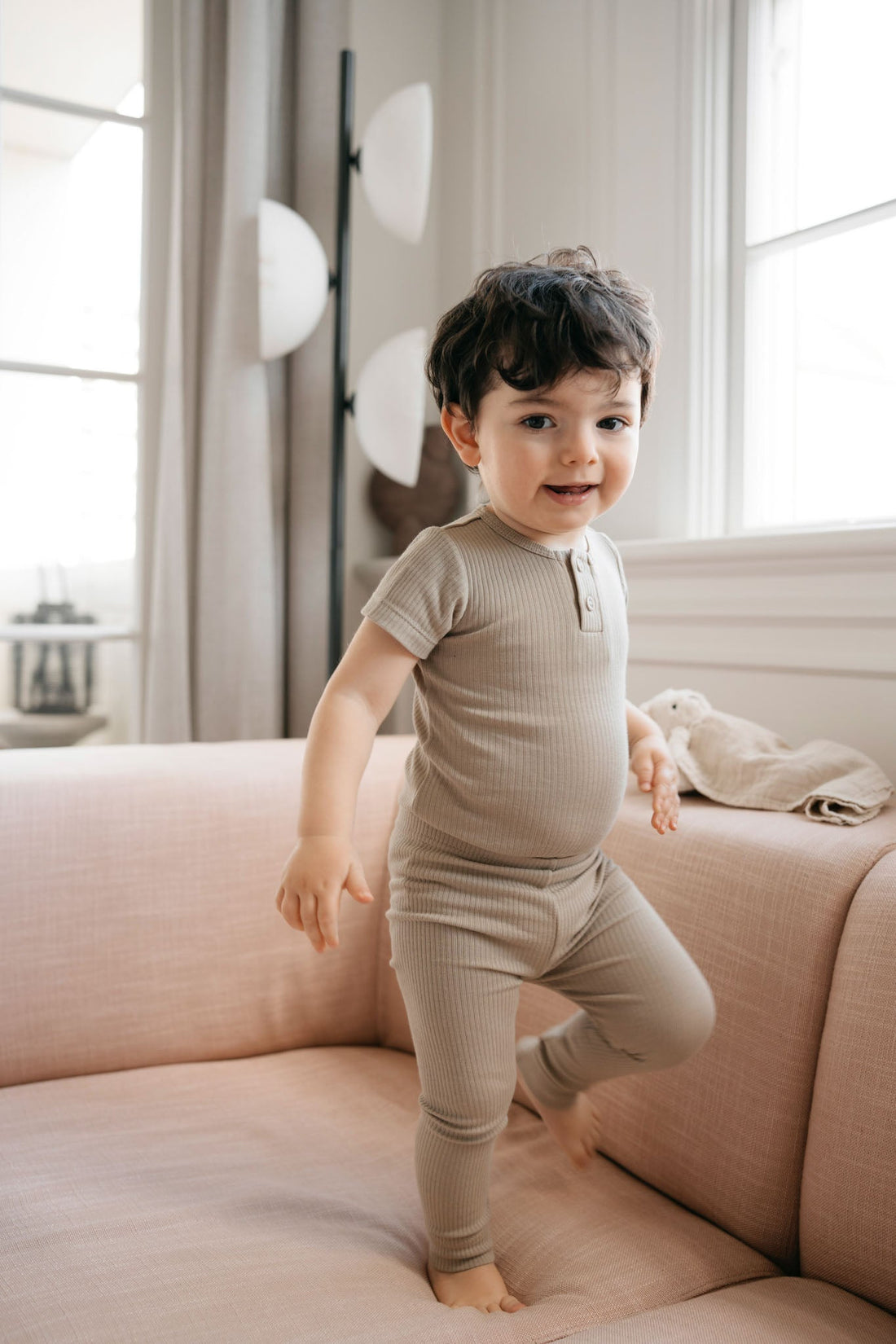 Organic Cotton Modal Darcy Rib Tee Bodysuit - Rye Childrens Bodysuit from Jamie Kay Australia