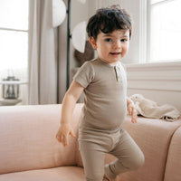 Organic Cotton Modal Darcy Rib Tee Bodysuit - Rye Childrens Bodysuit from Jamie Kay Australia