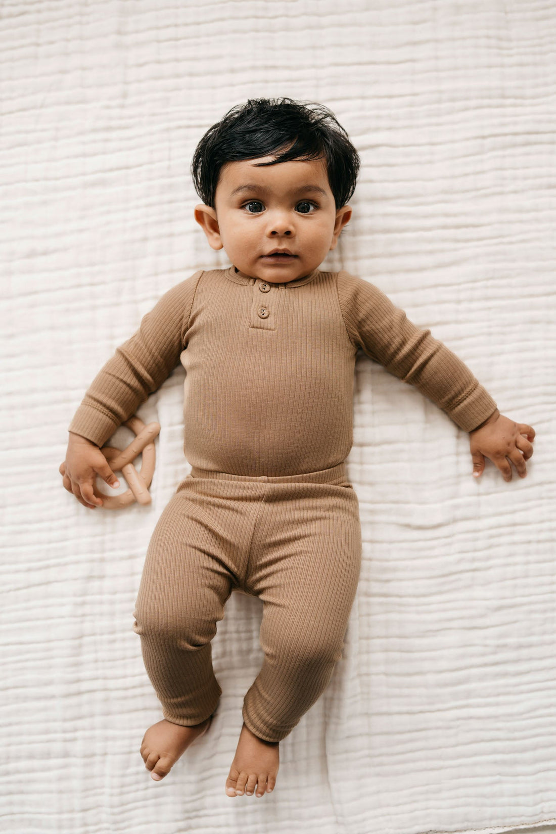 Organic Cotton Modal Long Sleeve Bodysuit - Honeycomb Childrens Bodysuit from Jamie Kay Australia