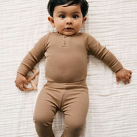 Organic Cotton Modal Long Sleeve Bodysuit - Honeycomb Childrens Bodysuit from Jamie Kay Australia