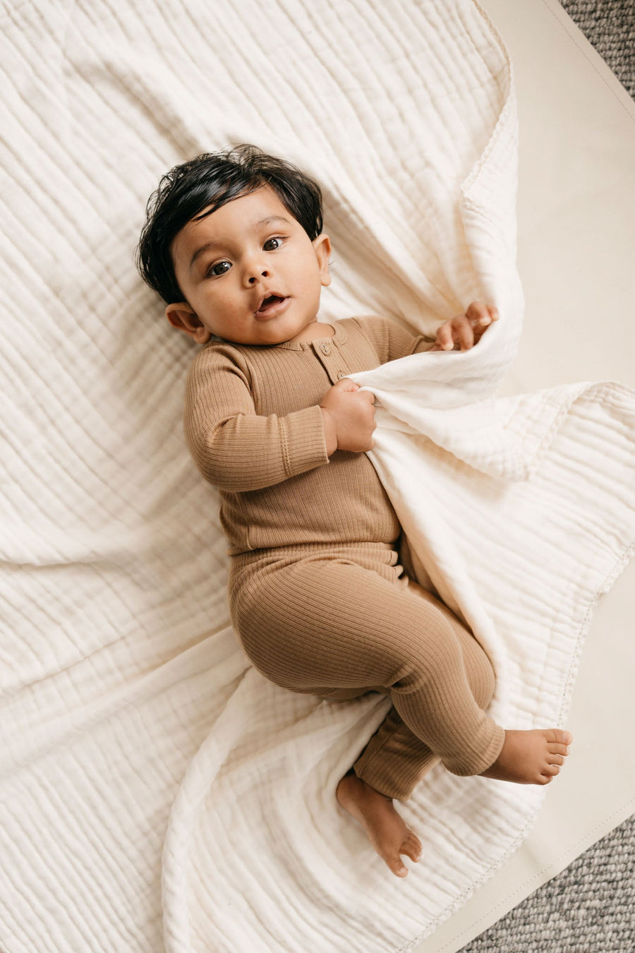 Organic Cotton Modal Long Sleeve Bodysuit - Honeycomb Childrens Bodysuit from Jamie Kay Australia