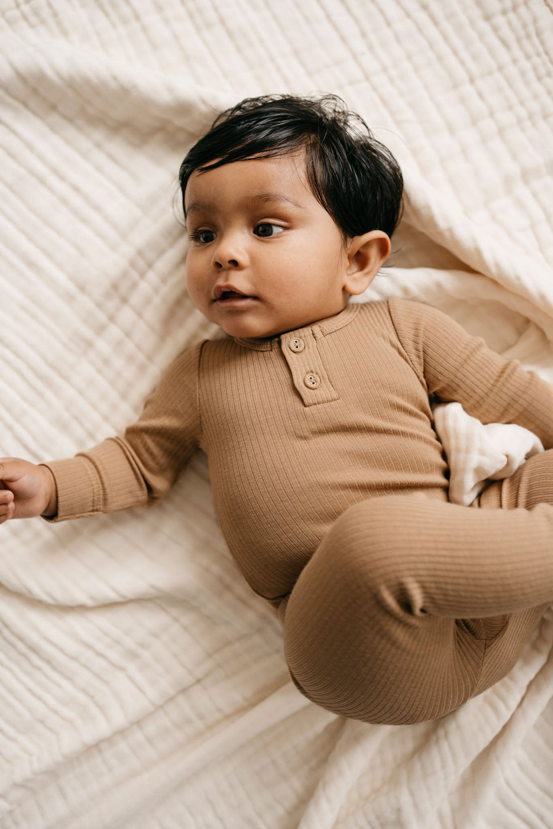 Organic Cotton Modal Long Sleeve Bodysuit - Honeycomb Childrens Bodysuit from Jamie Kay Australia