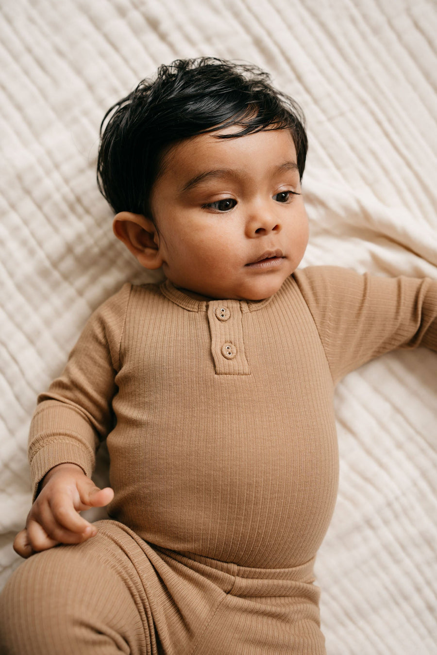 Organic Cotton Modal Long Sleeve Bodysuit - Honeycomb Childrens Bodysuit from Jamie Kay Australia