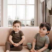 Organic Cotton Modal Henley Tee - Cocoa Childrens Top from Jamie Kay Australia