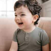 Organic Cotton Modal Henley Tee - Dill Childrens Top from Jamie Kay Australia