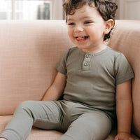 Organic Cotton Modal Darcy Rib Tee Bodysuit - Dill Childrens Bodysuit from Jamie Kay Australia