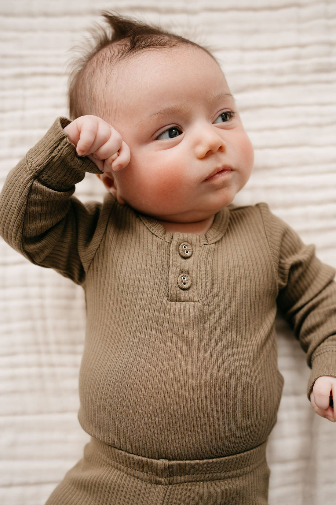 Organic Cotton Modal Long Sleeve Bodysuit - Oak Childrens Bodysuit from Jamie Kay Australia