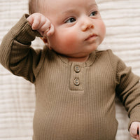 Organic Cotton Modal Long Sleeve Bodysuit - Oak Childrens Bodysuit from Jamie Kay Australia