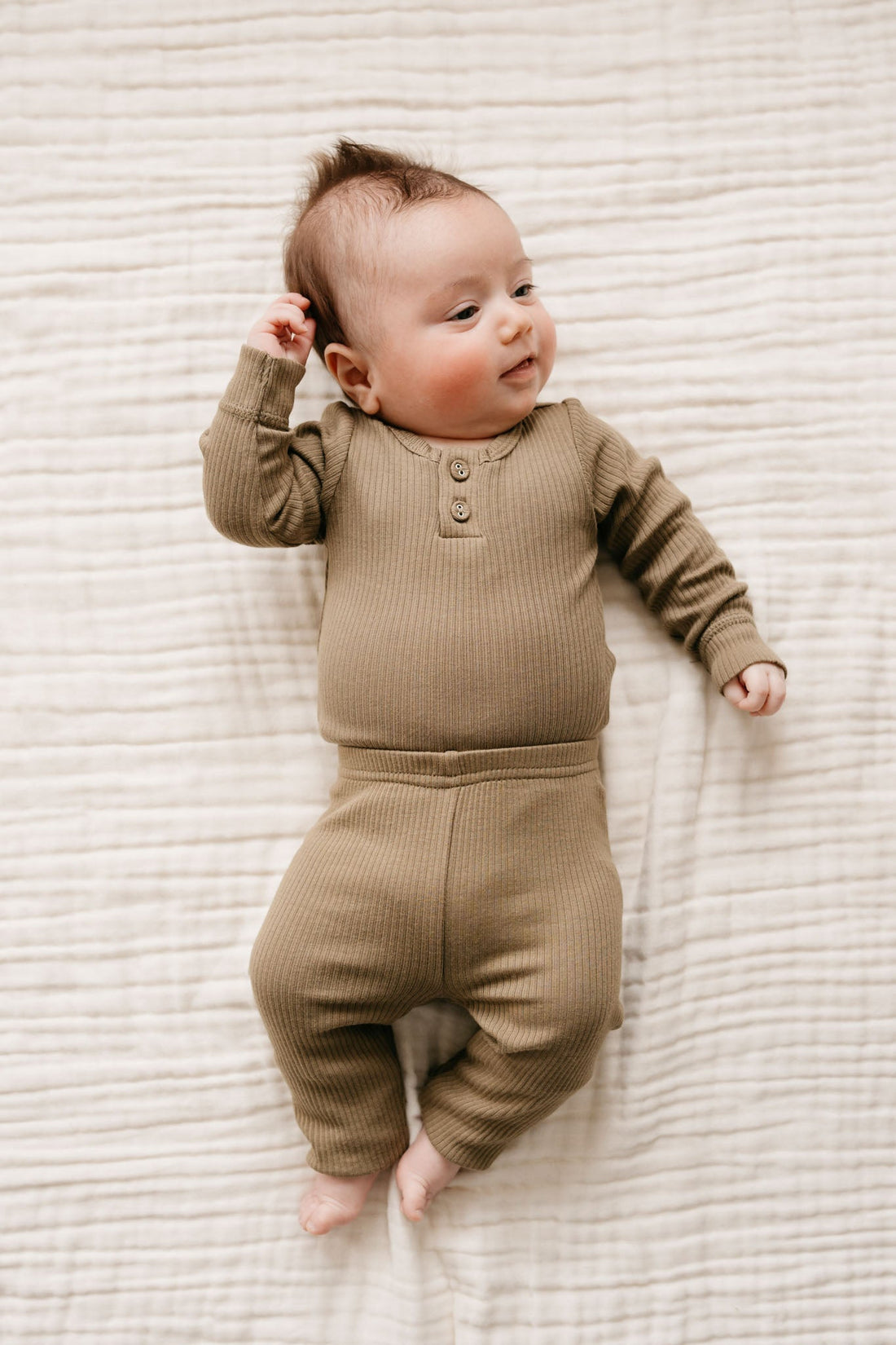 Organic Cotton Modal Long Sleeve Bodysuit - Oak Childrens Bodysuit from Jamie Kay Australia