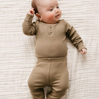 Organic Cotton Modal Long Sleeve Bodysuit - Oak Childrens Bodysuit from Jamie Kay Australia