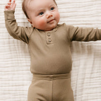 Organic Cotton Modal Long Sleeve Bodysuit - Oak Childrens Bodysuit from Jamie Kay Australia