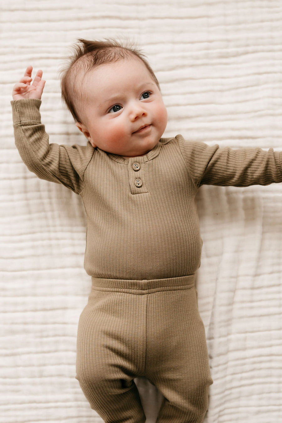 Organic Cotton Modal Long Sleeve Bodysuit - Oak Childrens Bodysuit from Jamie Kay Australia