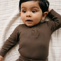 Organic Cotton Modal Long Sleeve Bodysuit - Cocoa Childrens Bodysuit from Jamie Kay Australia