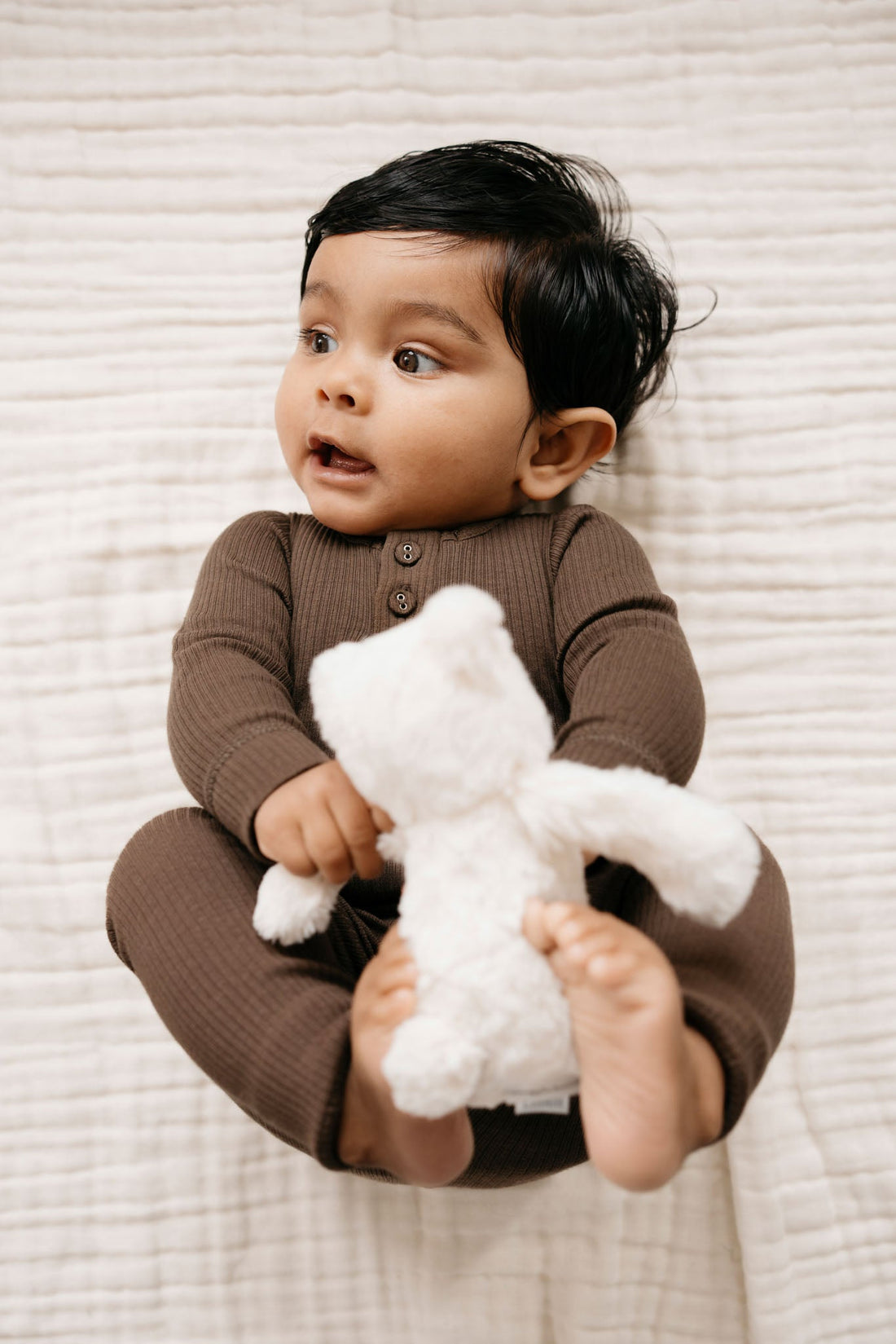 Organic Cotton Modal Long Sleeve Bodysuit - Cocoa Childrens Bodysuit from Jamie Kay Australia