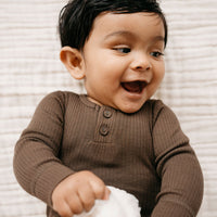 Organic Cotton Modal Long Sleeve Bodysuit - Cocoa Childrens Bodysuit from Jamie Kay Australia