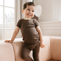 Organic Cotton Modal Henley Tee - Cocoa Childrens Top from Jamie Kay Australia