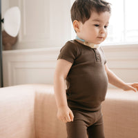 Organic Cotton Modal Henley Tee - Cocoa Childrens Top from Jamie Kay Australia