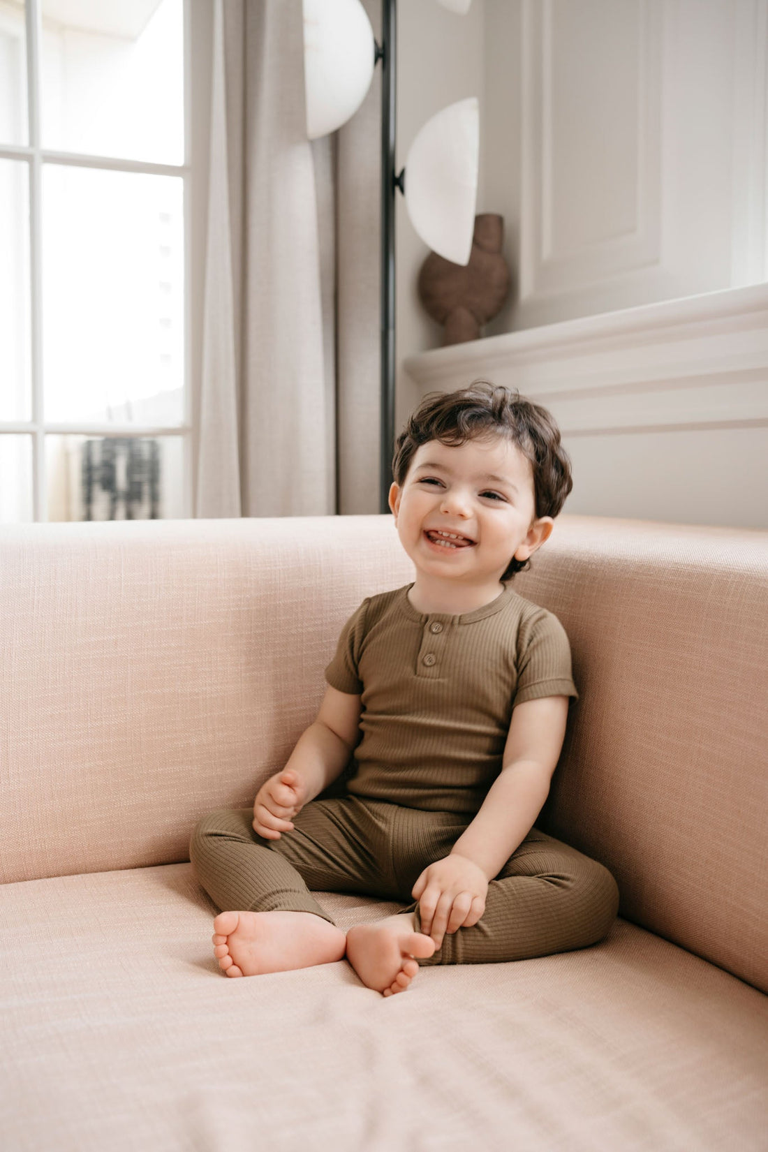 Organic Cotton Modal Henley Tee - Oak Childrens Top from Jamie Kay Australia