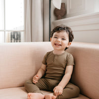 Organic Cotton Modal Henley Tee - Oak Childrens Top from Jamie Kay Australia