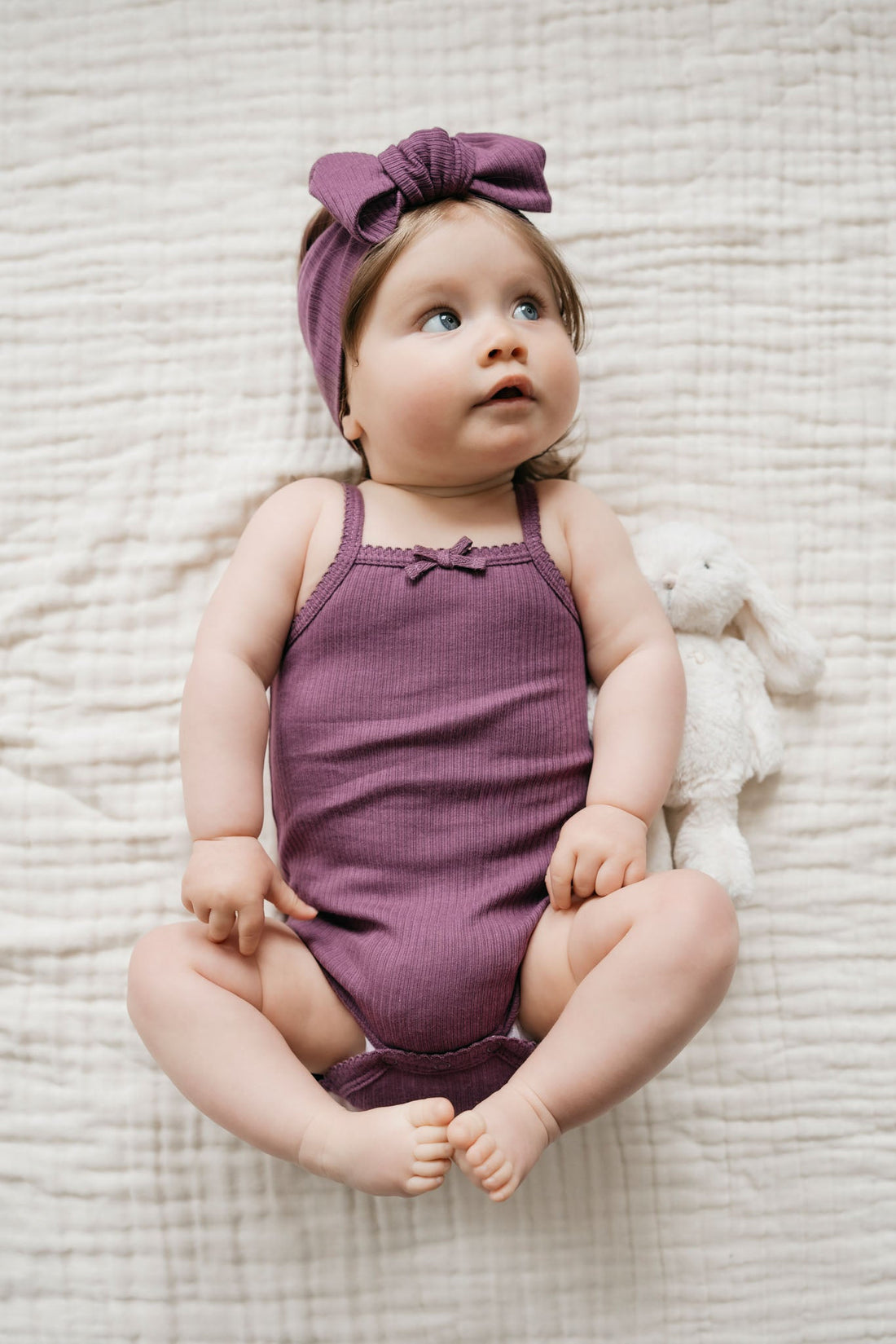 Organic Cotton Modal Singlet Bodysuit - Elderberry Childrens Bodysuit from Jamie Kay Australia