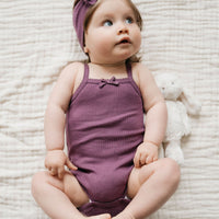 Organic Cotton Modal Singlet Bodysuit - Elderberry Childrens Bodysuit from Jamie Kay Australia