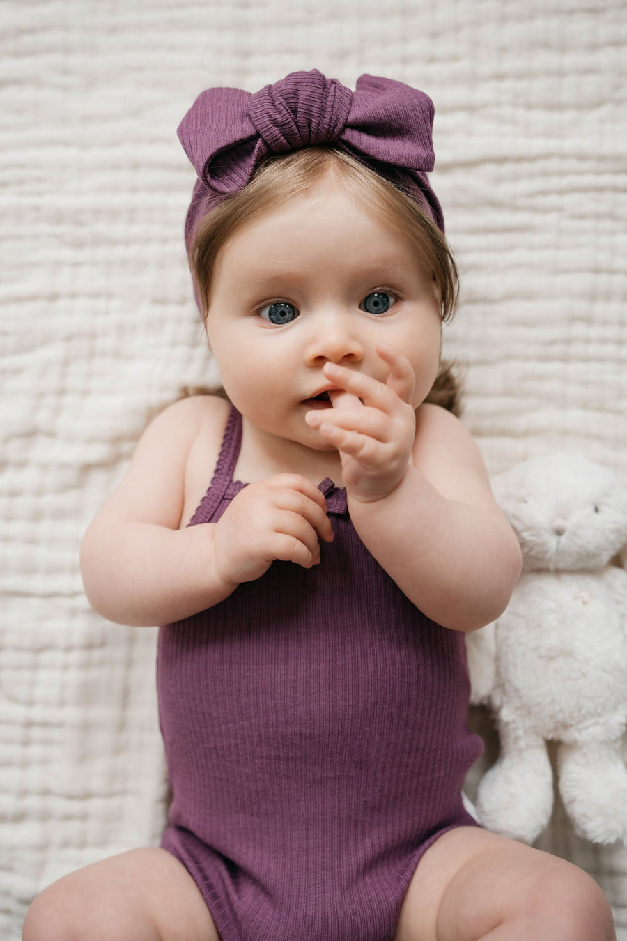 Organic Cotton Modal Singlet Bodysuit - Elderberry Childrens Bodysuit from Jamie Kay Australia