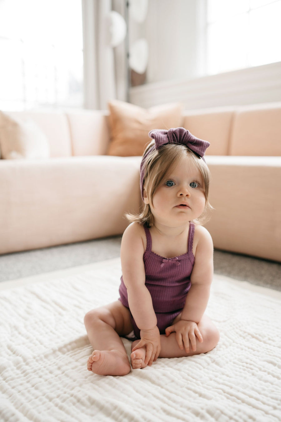 Organic Cotton Modal Singlet Bodysuit - Elderberry Childrens Bodysuit from Jamie Kay Australia