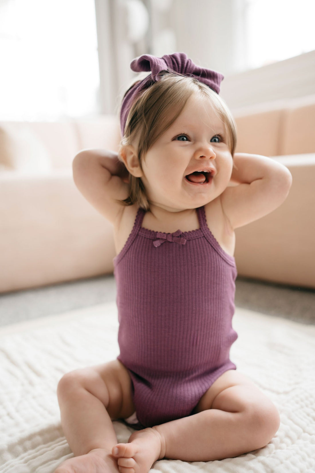 Organic Cotton Modal Singlet Bodysuit - Elderberry Childrens Bodysuit from Jamie Kay Australia