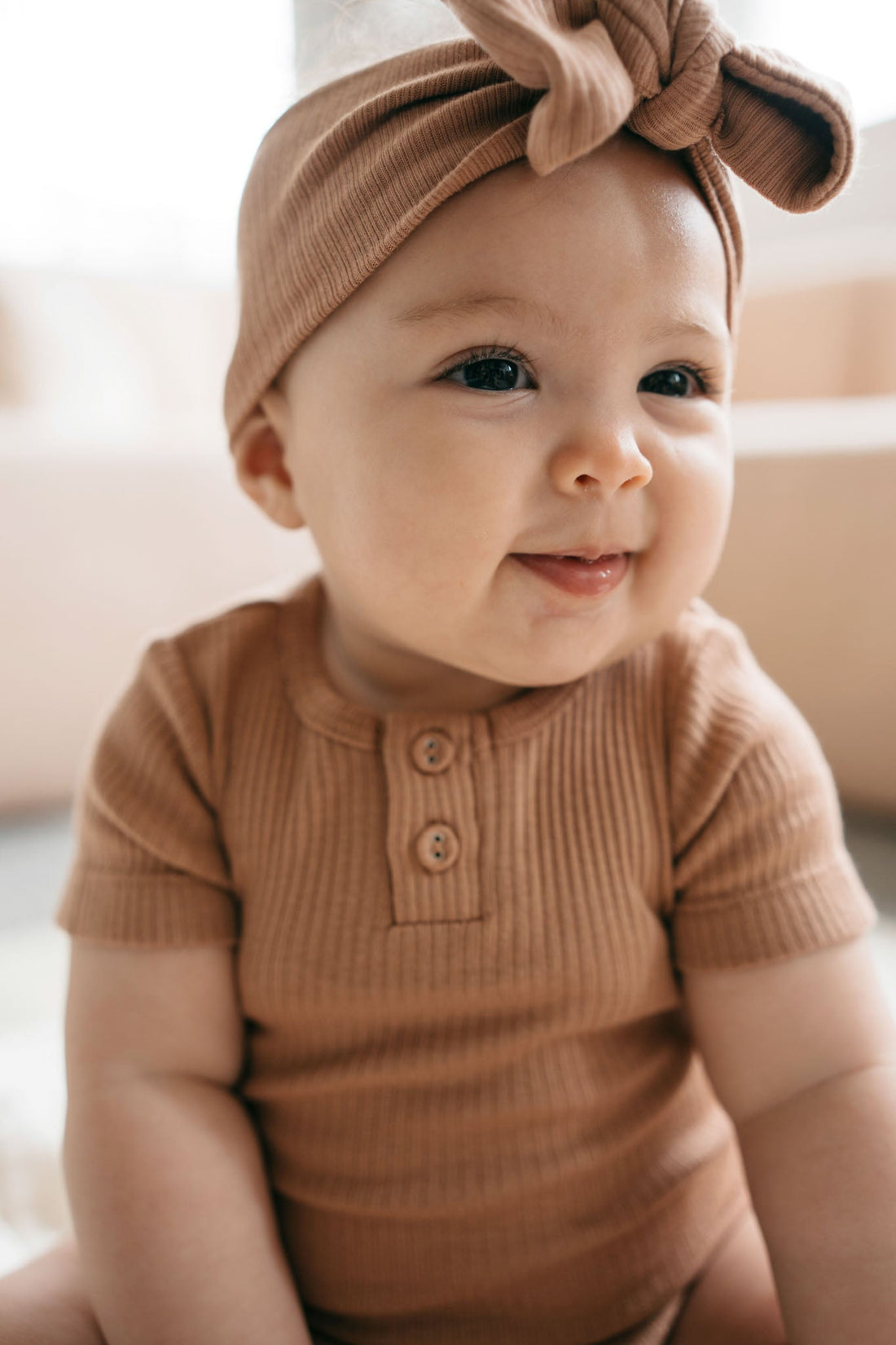 Organic Cotton Modal Darcy Rib Tee Bodysuit - Desert Childrens Bodysuit from Jamie Kay Australia