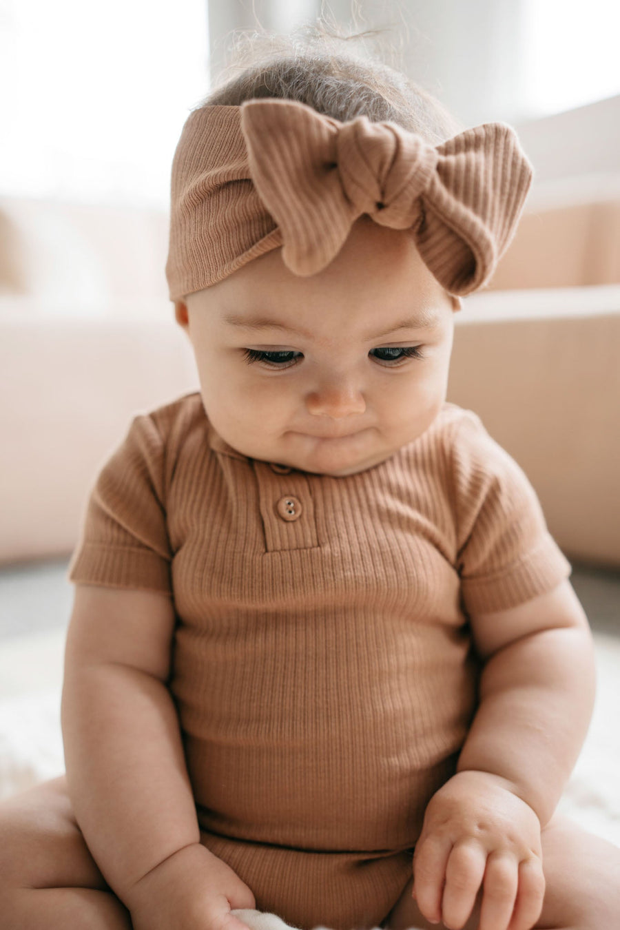 Organic Cotton Modal Darcy Rib Tee Bodysuit - Desert Childrens Bodysuit from Jamie Kay Australia