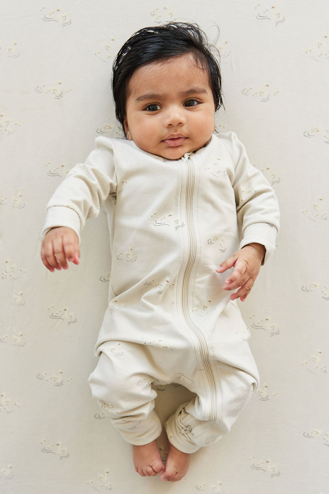 Organic Cotton Gracelyn Onepiece - Ducks In A Row Seed Silver Lining Childrens Onepiece from Jamie Kay Australia