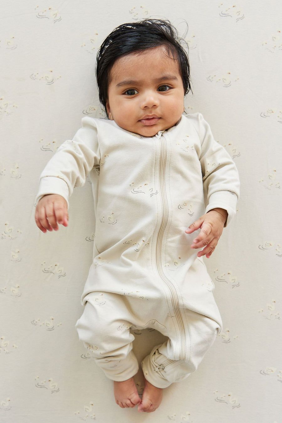 Organic Cotton Gracelyn Onepiece - Ducks In A Row Seed Silver Lining Childrens Onepiece from Jamie Kay Australia