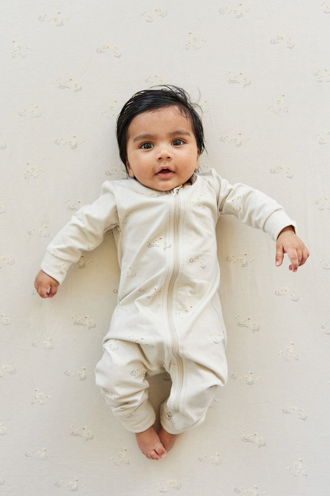 Organic Cotton Gracelyn Onepiece - Ducks In A Row Seed Silver Lining Childrens Onepiece from Jamie Kay Australia