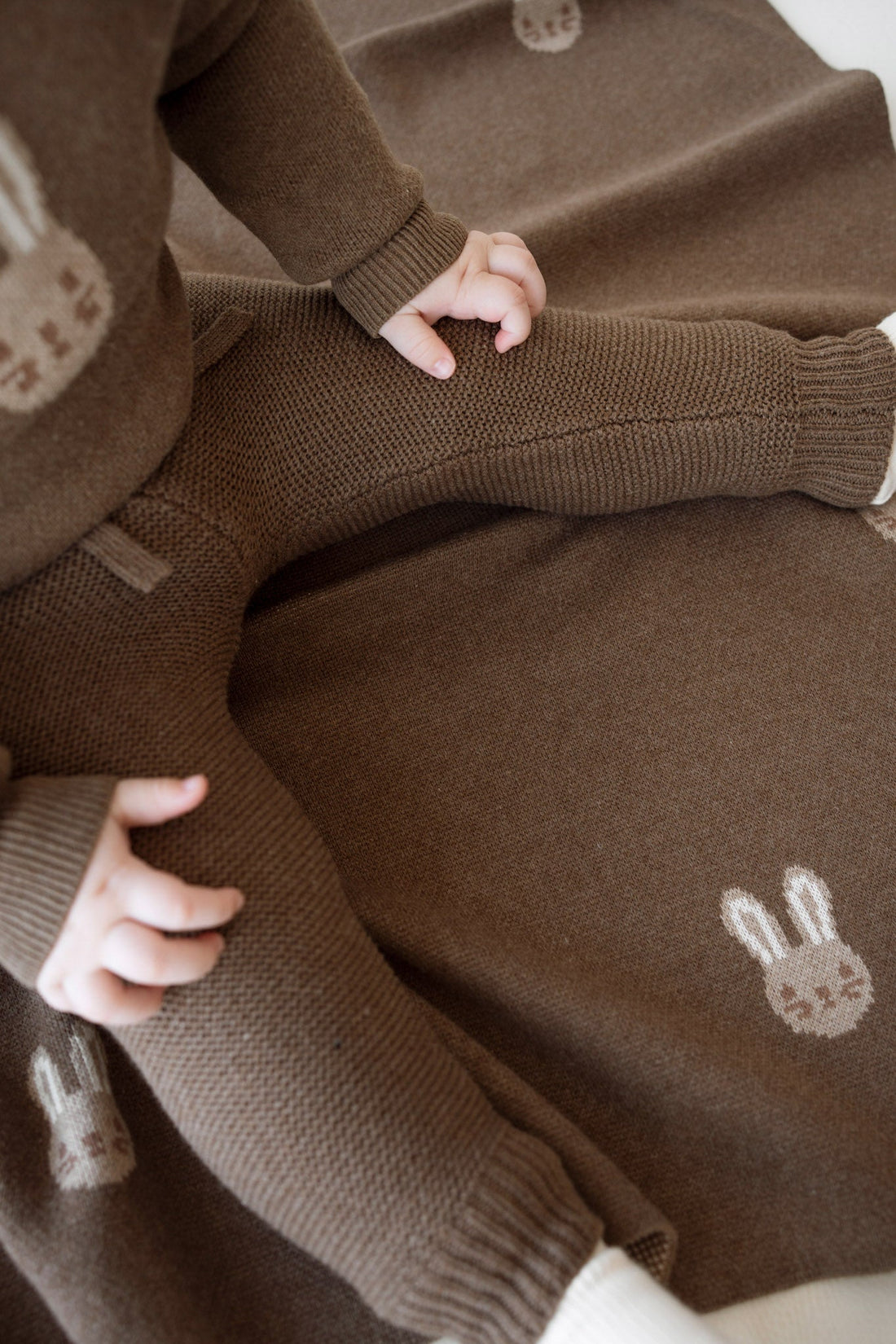 Bunny Knitted Blanket - Sepia Marle Childrens Blanket from Jamie Kay Australia