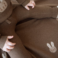 Bunny Knitted Blanket - Sepia Marle Childrens Blanket from Jamie Kay Australia