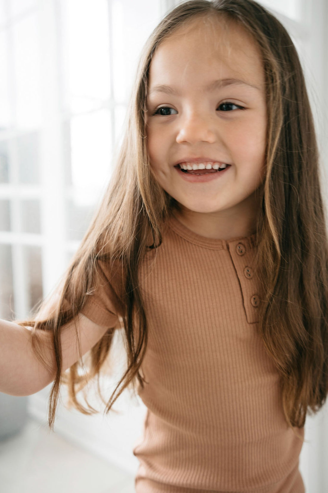 Organic Cotton Modal Henley Tee - Desert Childrens Top from Jamie Kay Australia