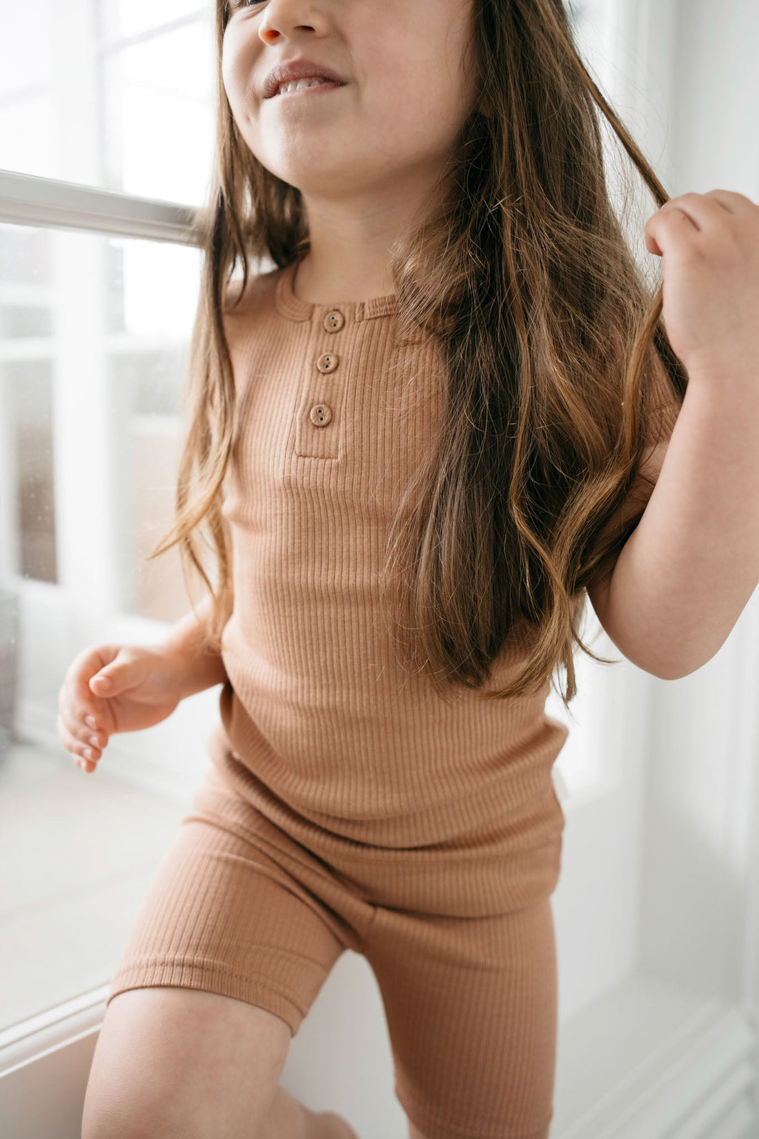 Organic Cotton Modal Henley Tee - Desert Childrens Top from Jamie Kay Australia