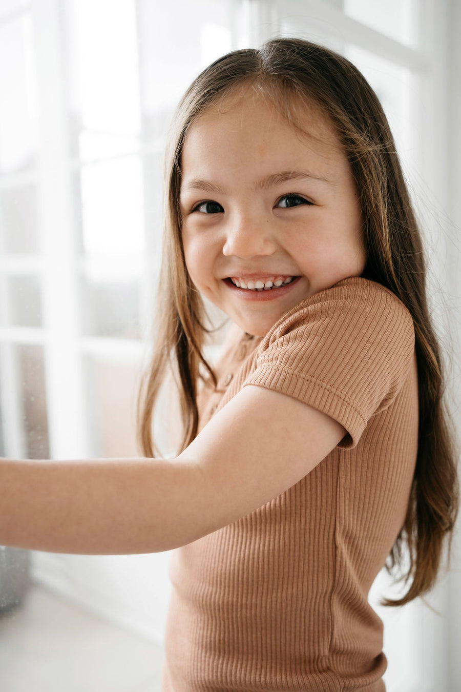 Organic Cotton Modal Henley Tee - Desert Childrens Top from Jamie Kay Australia