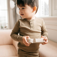 Organic Cotton Modal Long Sleeve Henley - Oak Childrens Top from Jamie Kay Australia